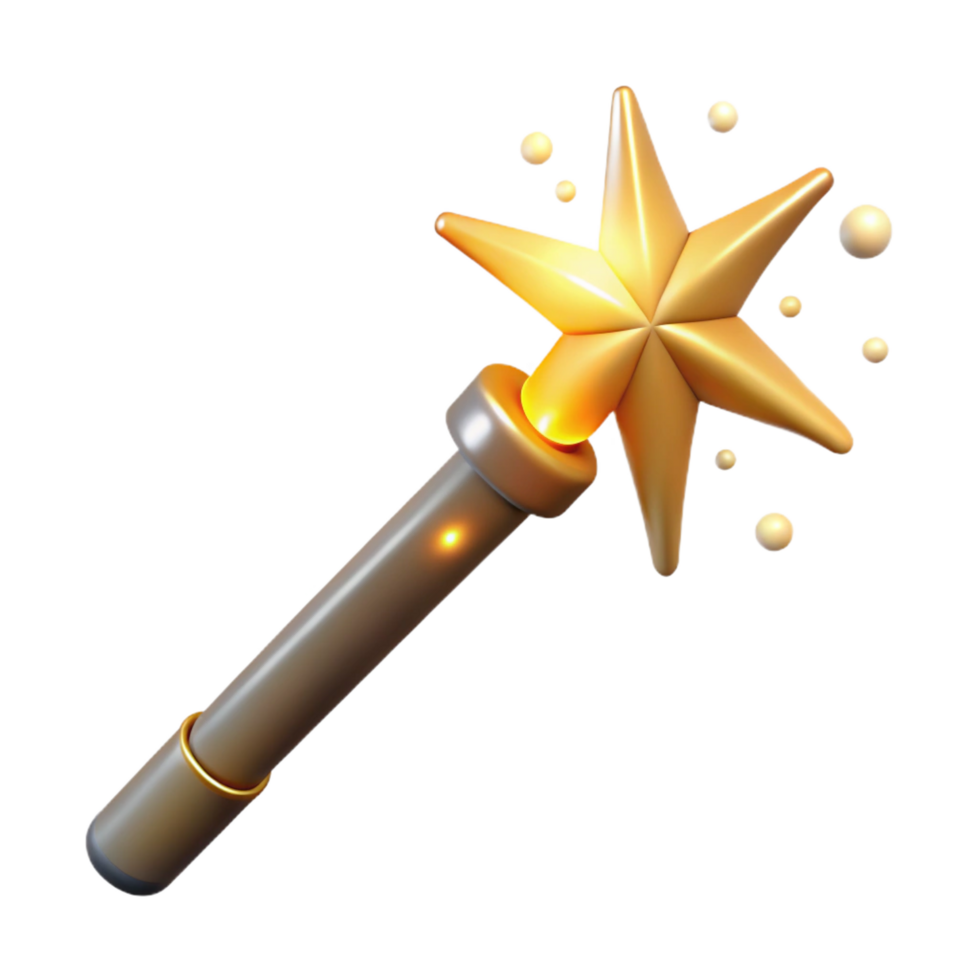 elegant modern A powerful magic wand emitting sparks, 4K png