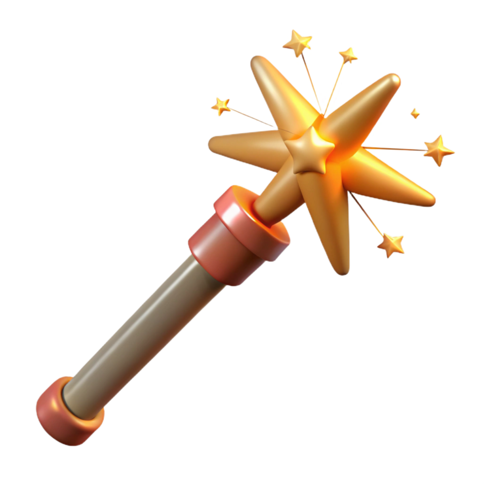 extraordinary traditional A powerful magic wand emitting sparks, high quality png