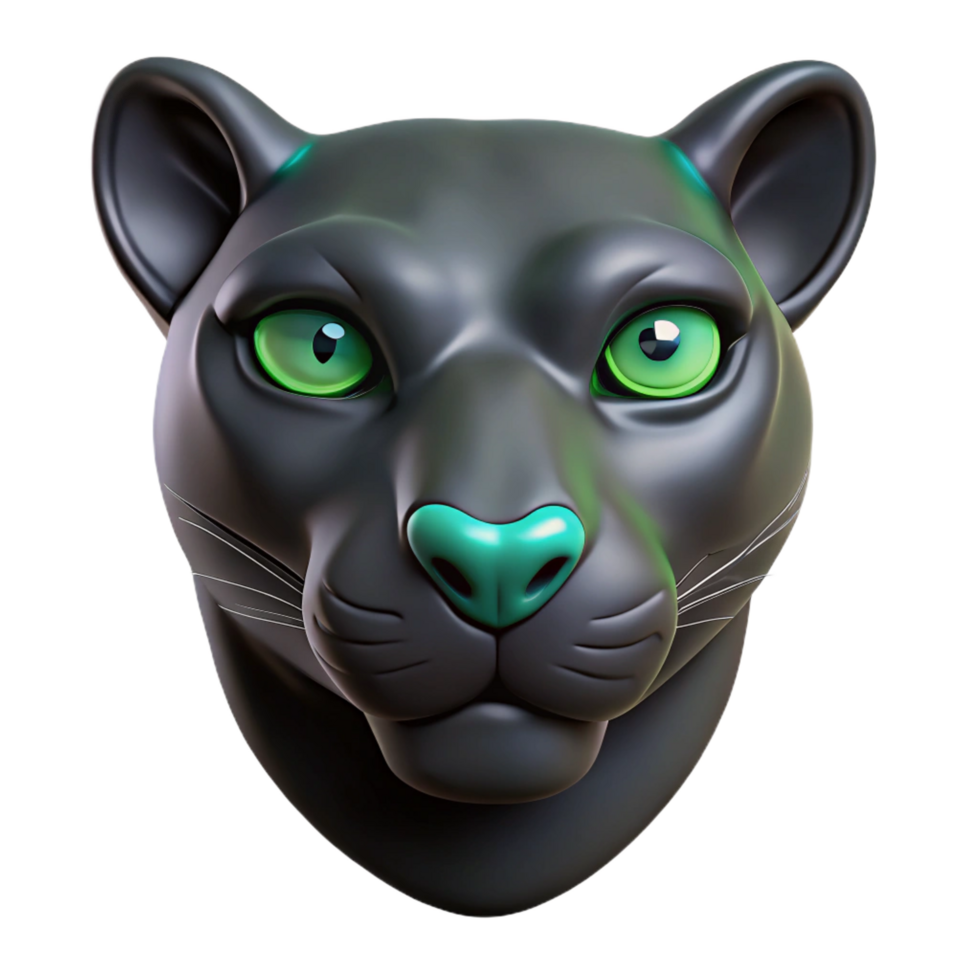 serene creative A sleek panther head with emerald eyes, professional png