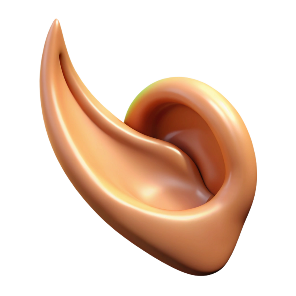 serene minimalist A single, pointed elf ear, professional png