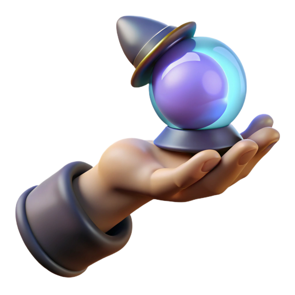 impressive artistic A withered wizard hand holding a glowing orb, authentic png