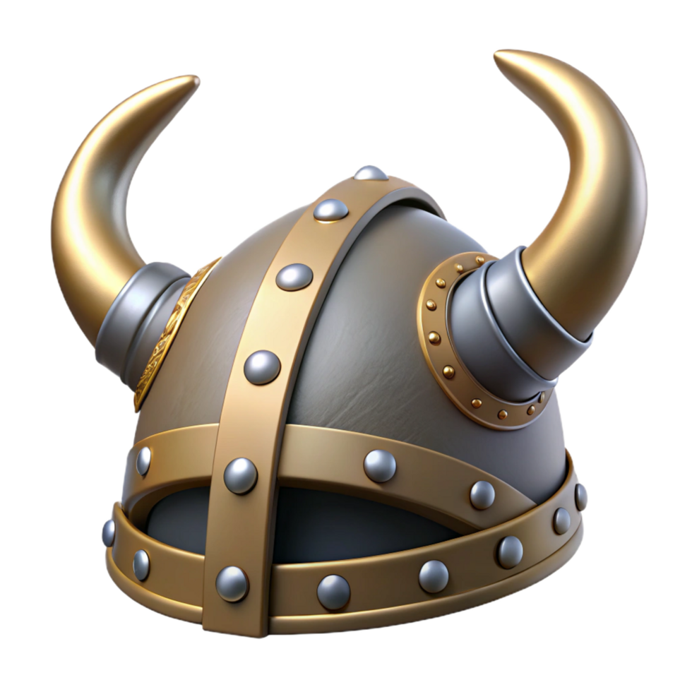 impressive contemporary A horned viking helmet with intricate metalwork, exclusive png