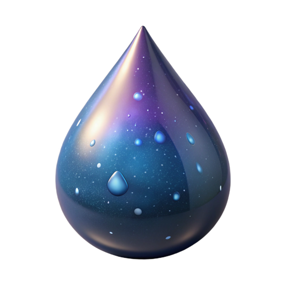 wonderful minimalist A single raindrop containing a miniature galaxy, exclusive png