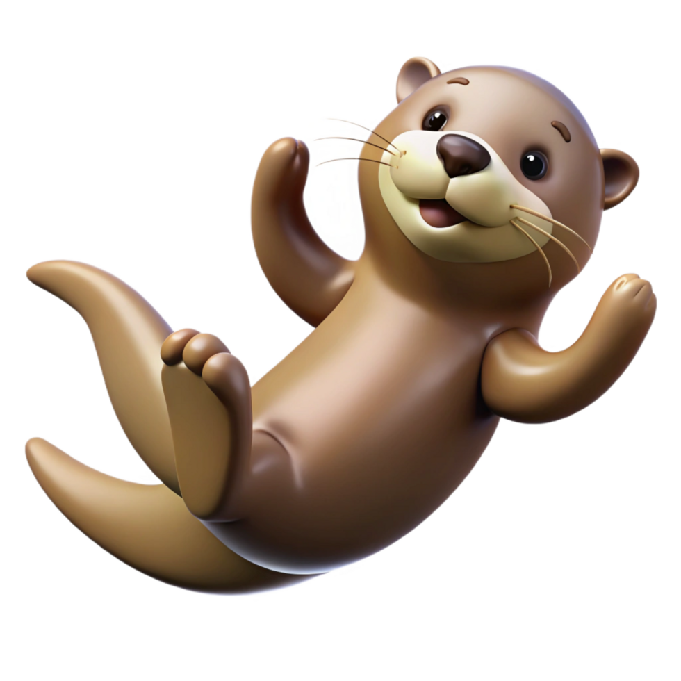 stunning minimalist A playful sea otter floating on its back high quality png