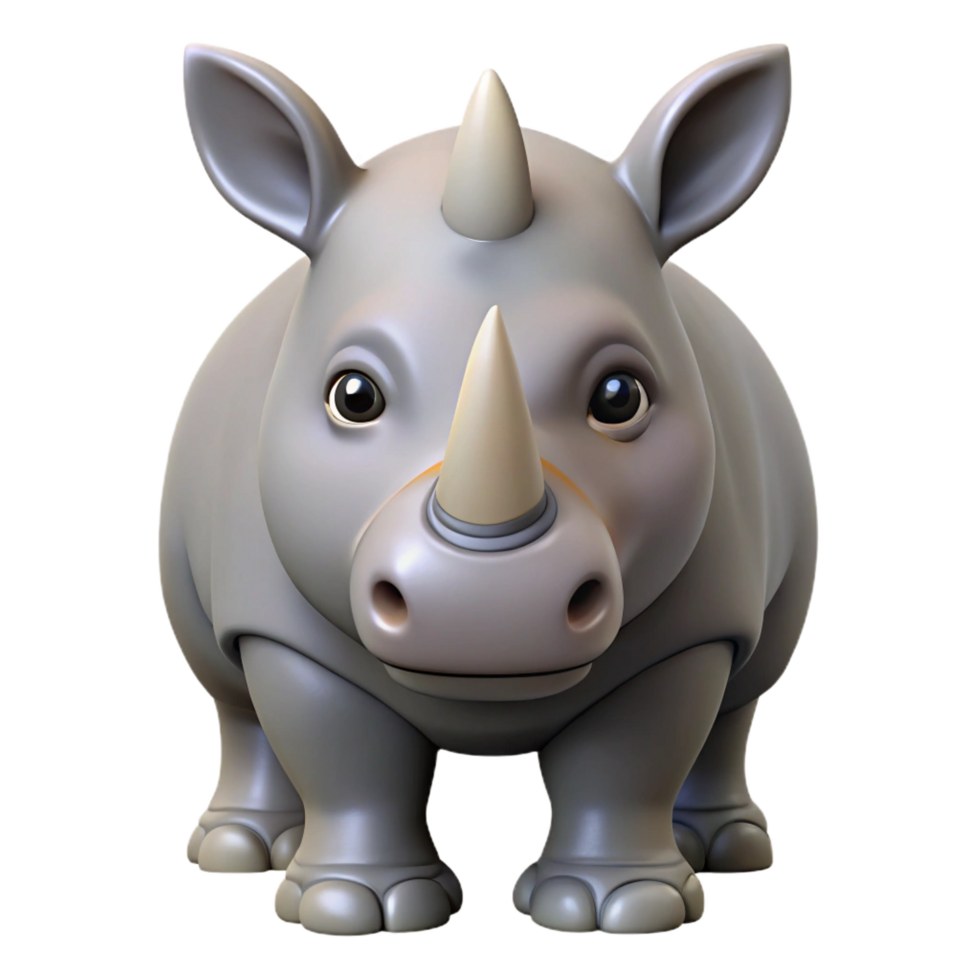 elegant artistic A rhinoceros facing forward authentic png