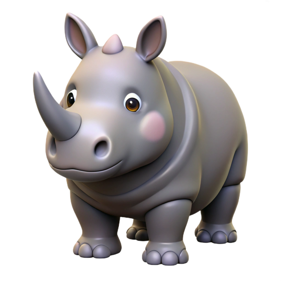 serene vintage A rhinoceros facing forward high quality png