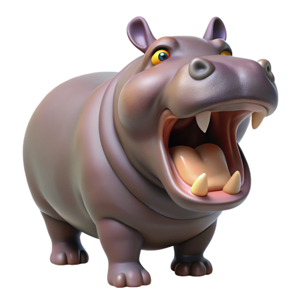 vibrant traditional A hippopotamus opening its mouth 4K png