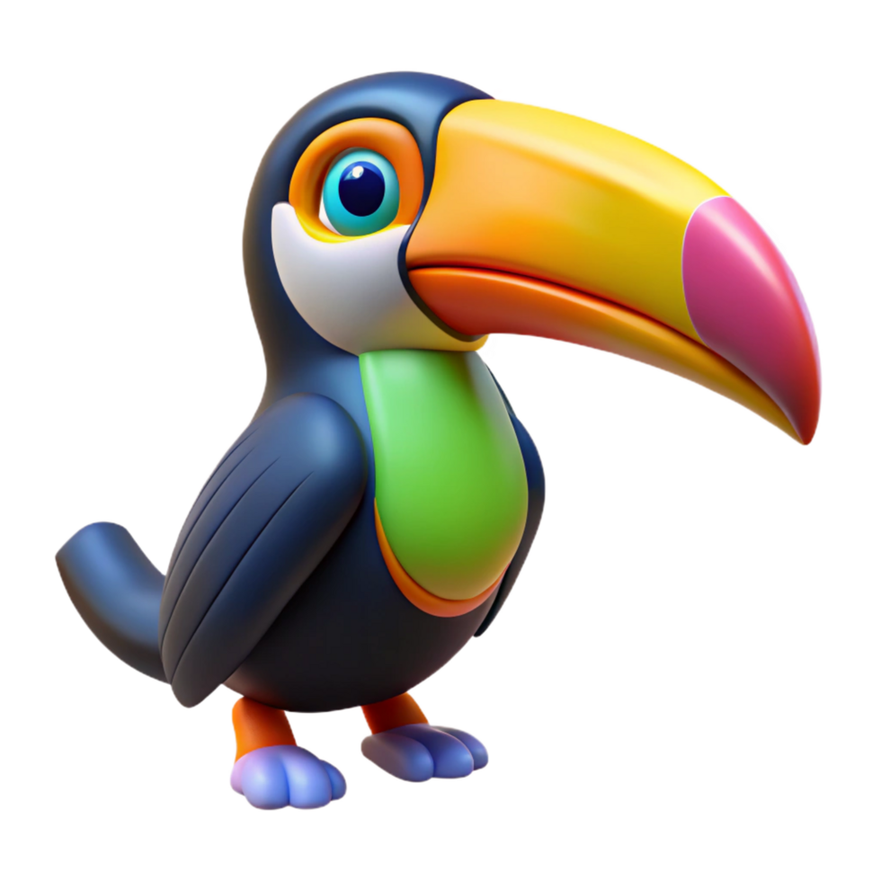 serene modern A toucan with a large colorful beak detailed png