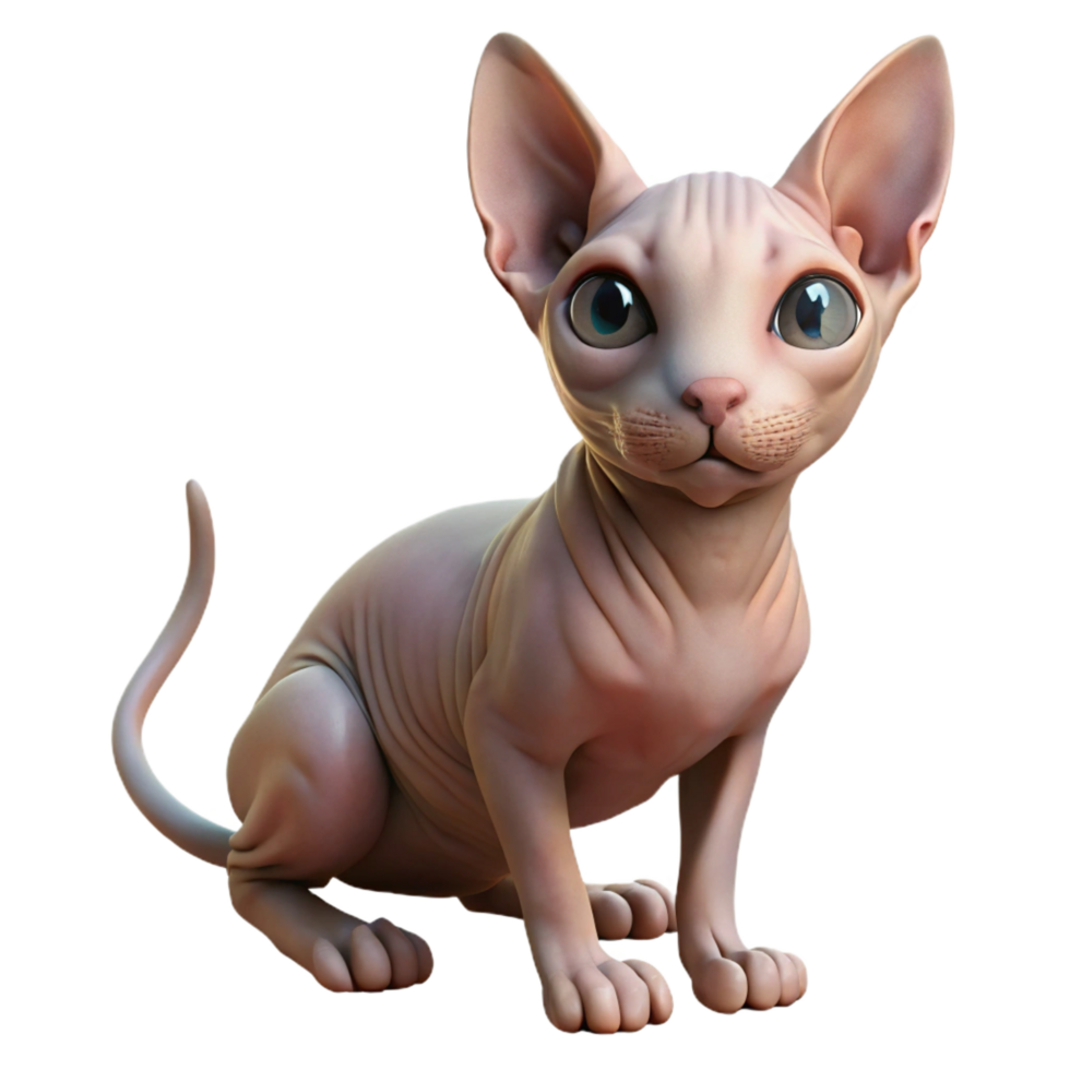 beautiful traditional A Sphynx cat with no fur genuine png