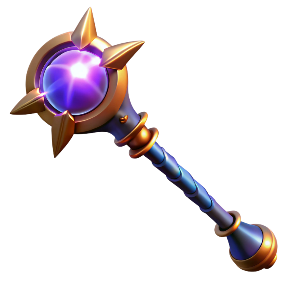stunning creative A powerful wizard staff, glowing with arcane energy authentic png