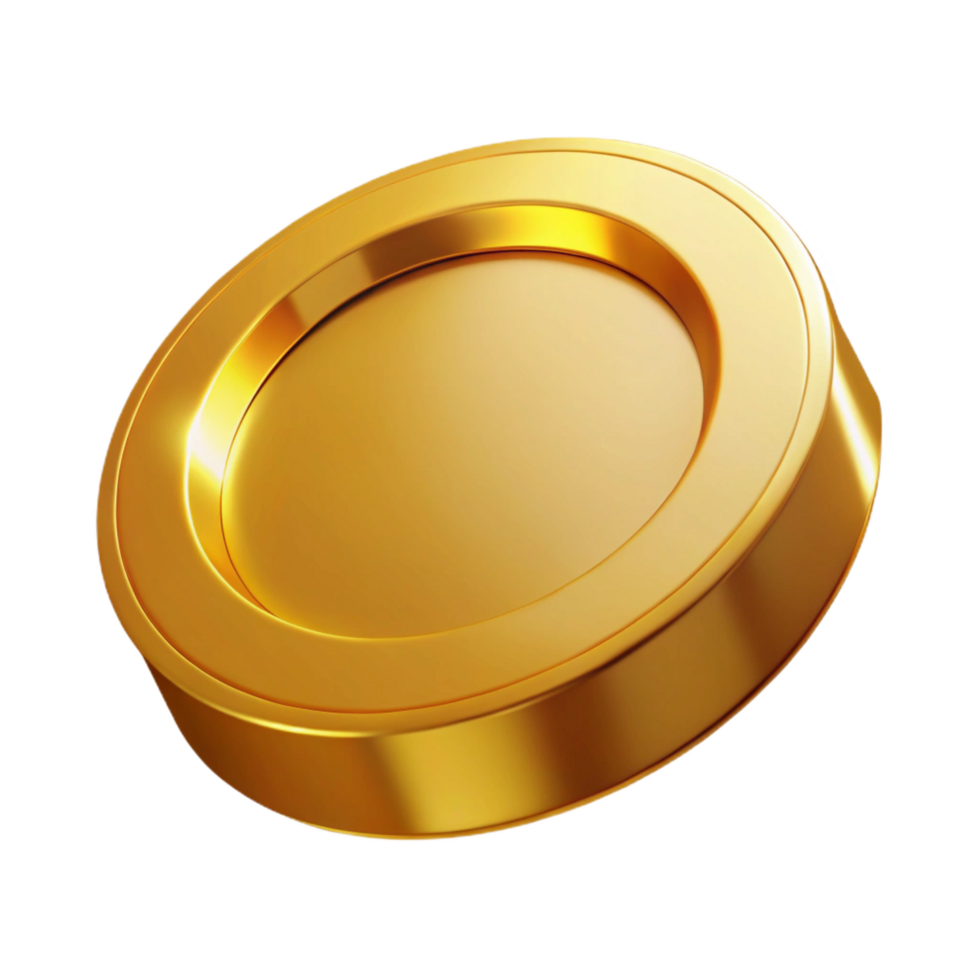 magnificent minimalist A single, shining gold coin high quality png