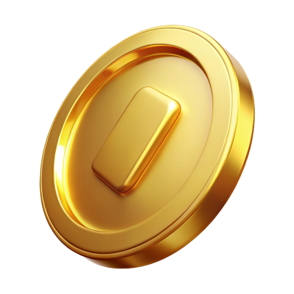 extraordinary minimalist A single, shining gold coin 4K png