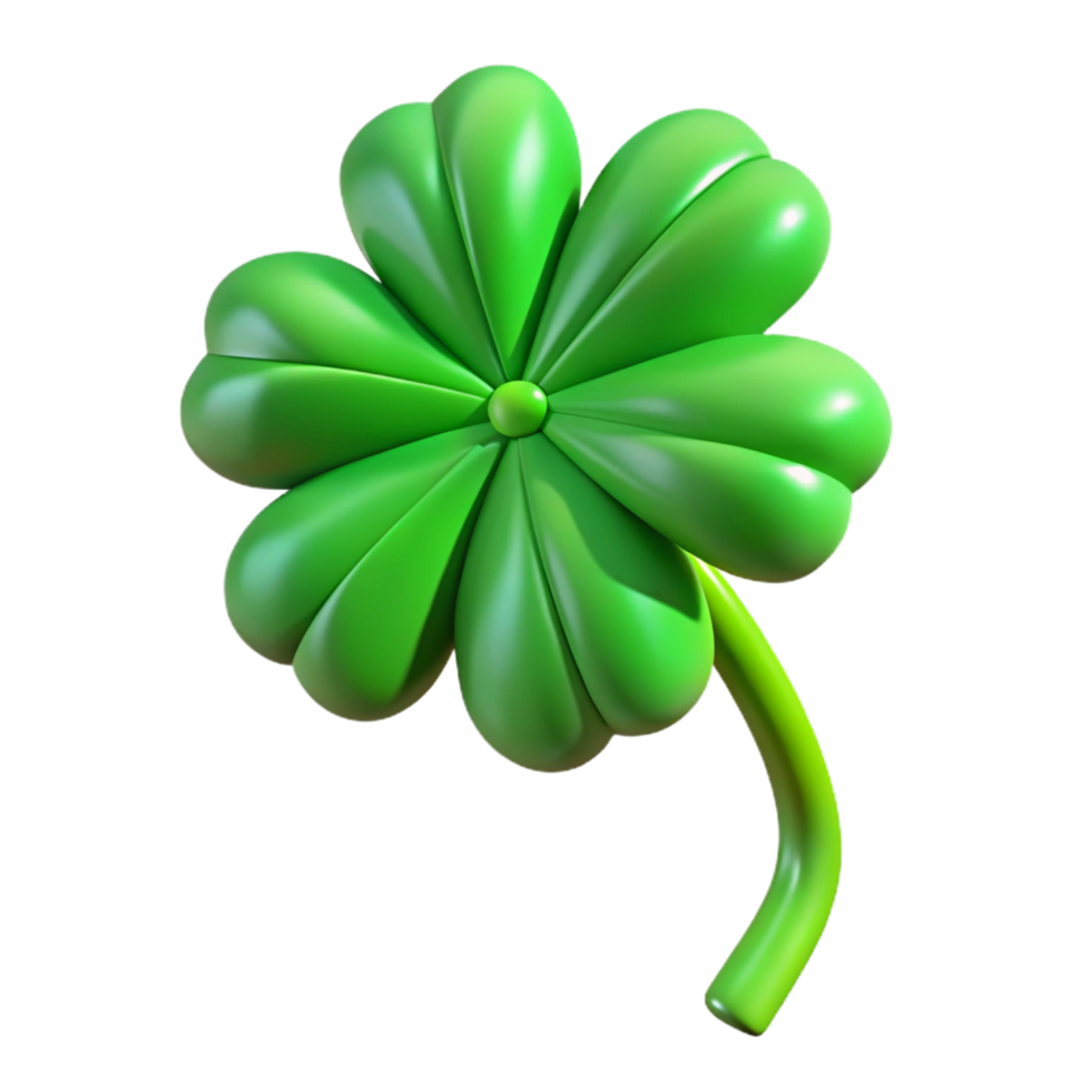 serene traditional A single, green, four-leaf clover authentic png