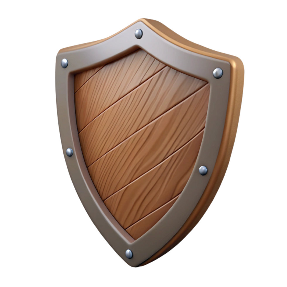 vibrant vintage A simple, wooden shield 4K png