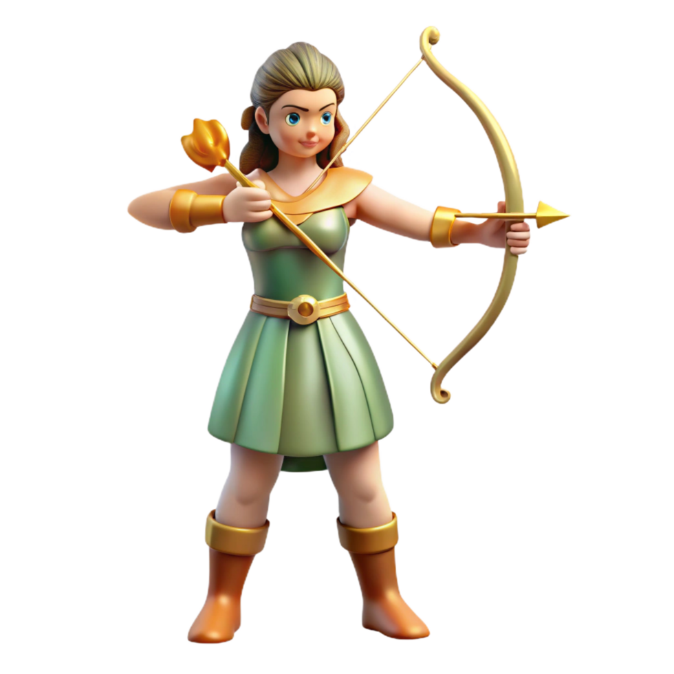 stunning abstract Artemis, Goddess of the Hunt, with bow and arrow, high resolution png