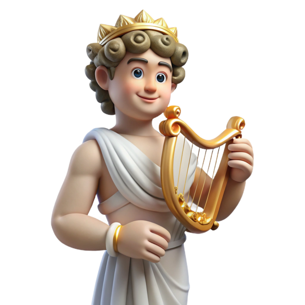 dramatic vintage Apollo, God of Music and Light, holding lyre, original png