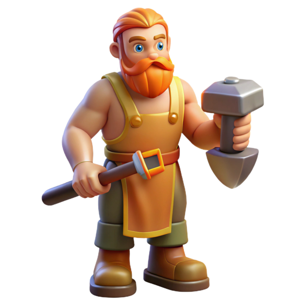 wonderful classic Hephaestus, God of the Forge, holding hammer, premium png