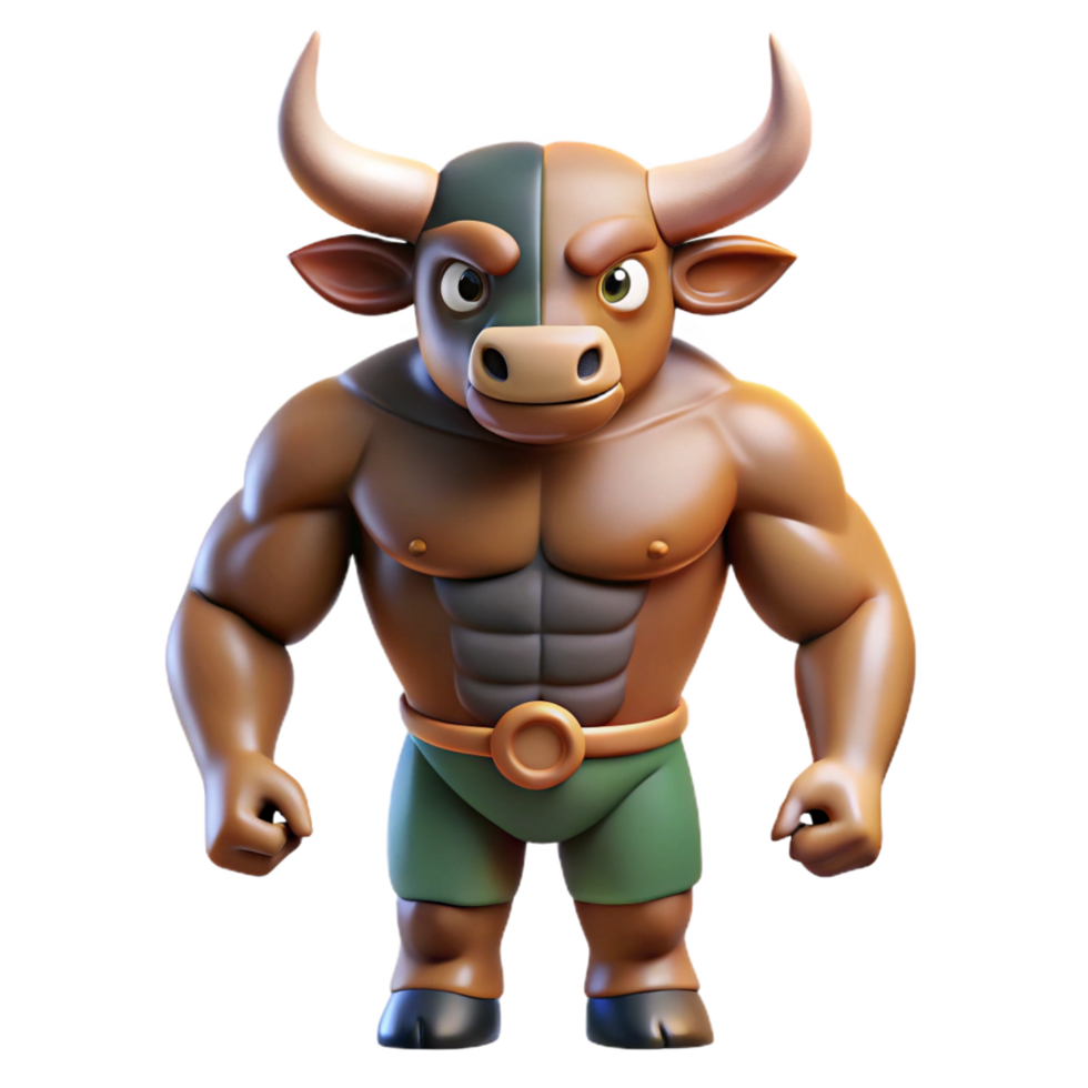 vibrant artistic Minotaur, half-bull, half-man, original png