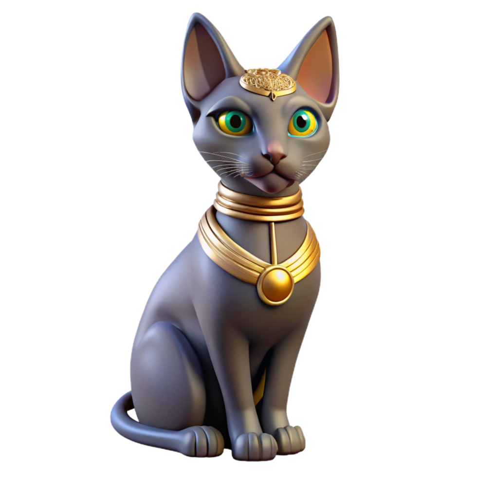 dramatic traditional Bastet, Egyptian Cat Goddess, high quality png
