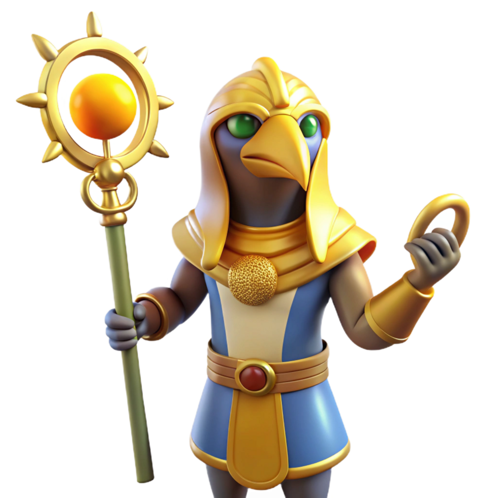 serene modern Ra, Egyptian Sun God, falcon-headed, exclusive png