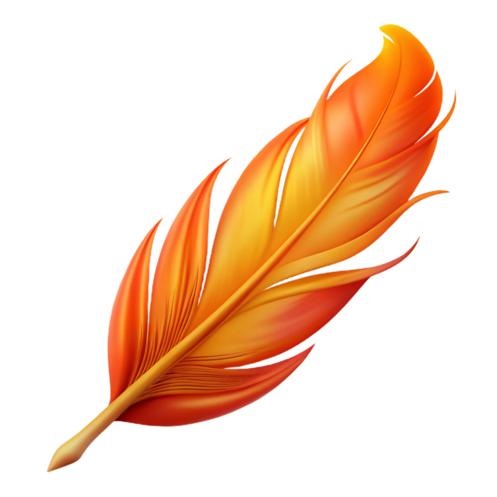 magnificent traditional Phoenix Feather, single fiery feather, professional png