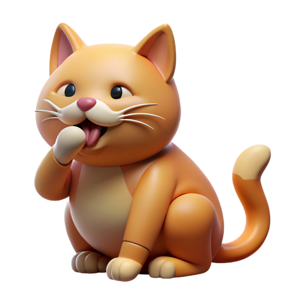 beautiful artistic A grooming cat, licking paw, high quality png