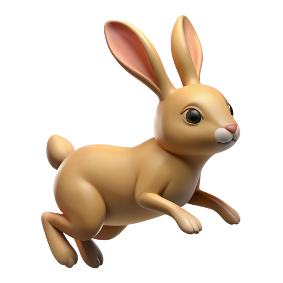 serene traditional A rabbit, hopping, original png