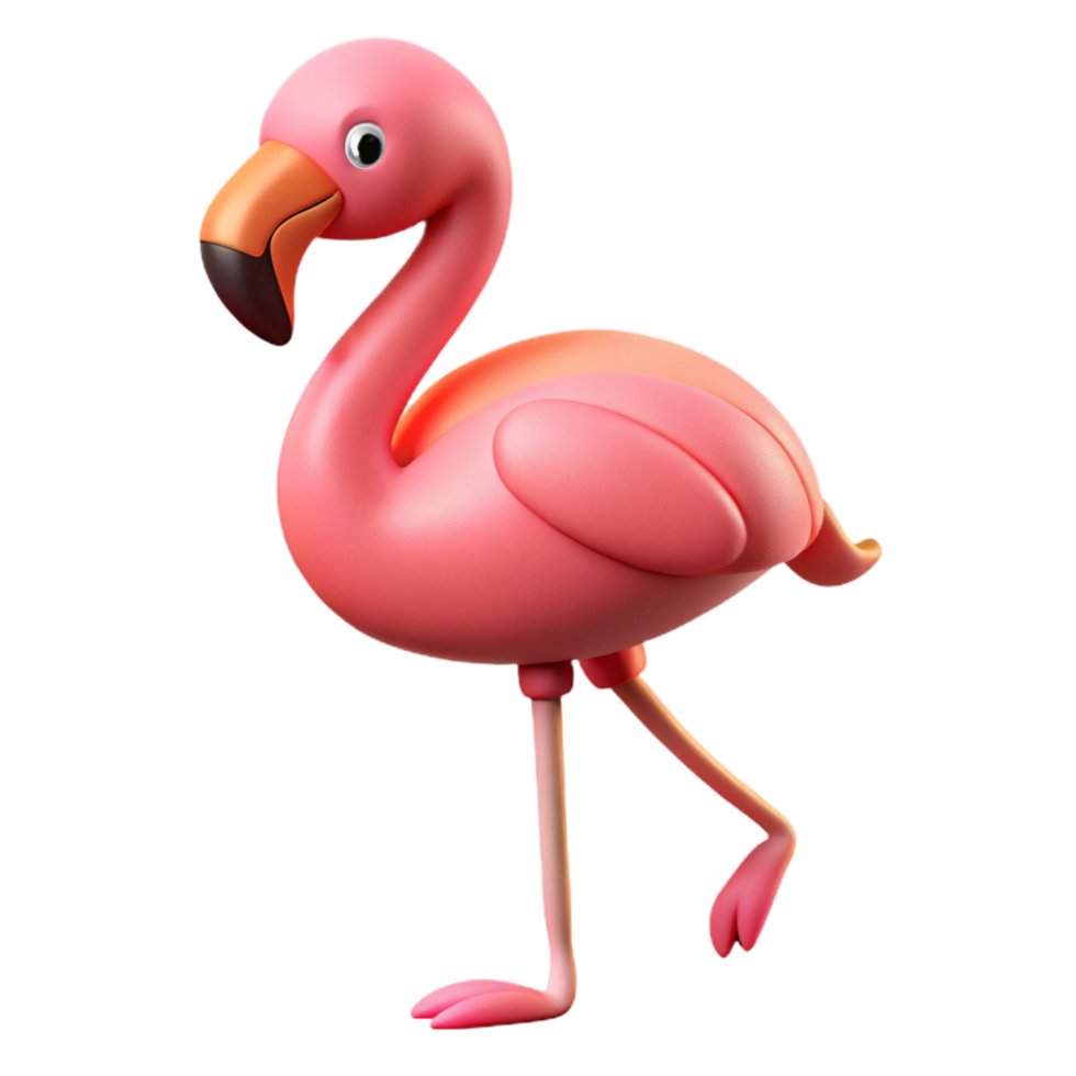 dramatic artistic A flamingo, standing on one leg, authentic png
