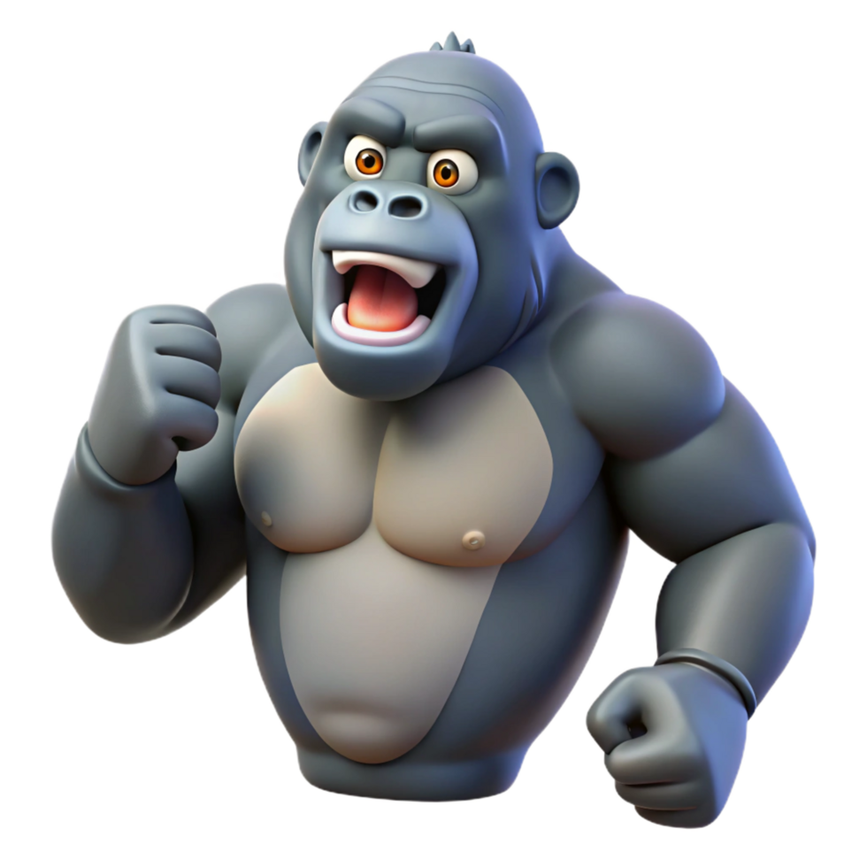 serene rustic A gorilla, beating chest, authentic png