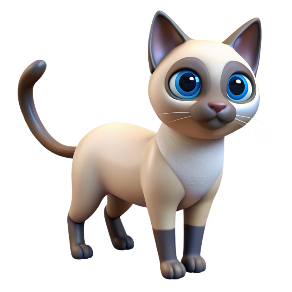 impressive modern A curious siamese cat with blue eyes genuine png