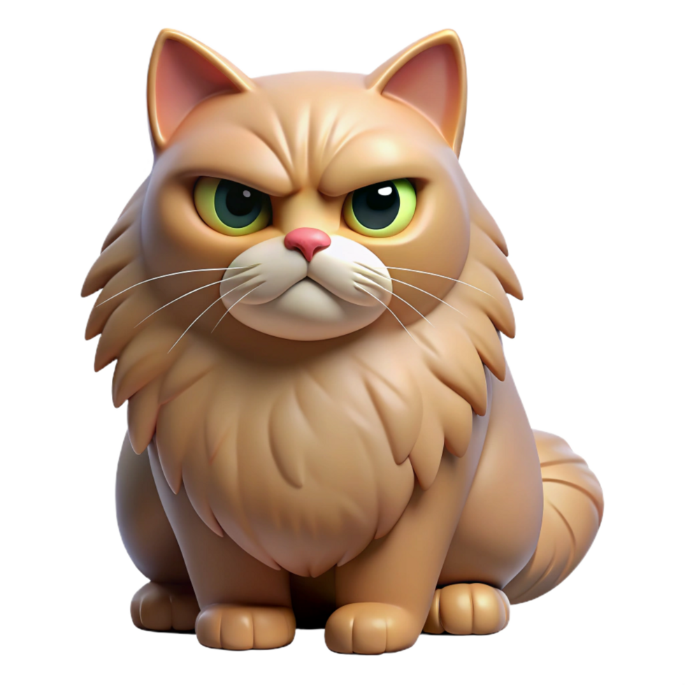 dramatic contemporary A grumpy Persian cat with a flat face professional png