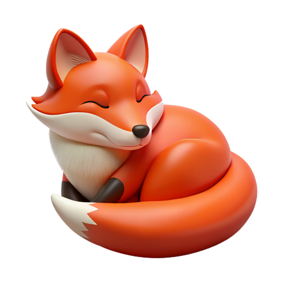 serene rustic A resting red fox with a bushy tail 4K png