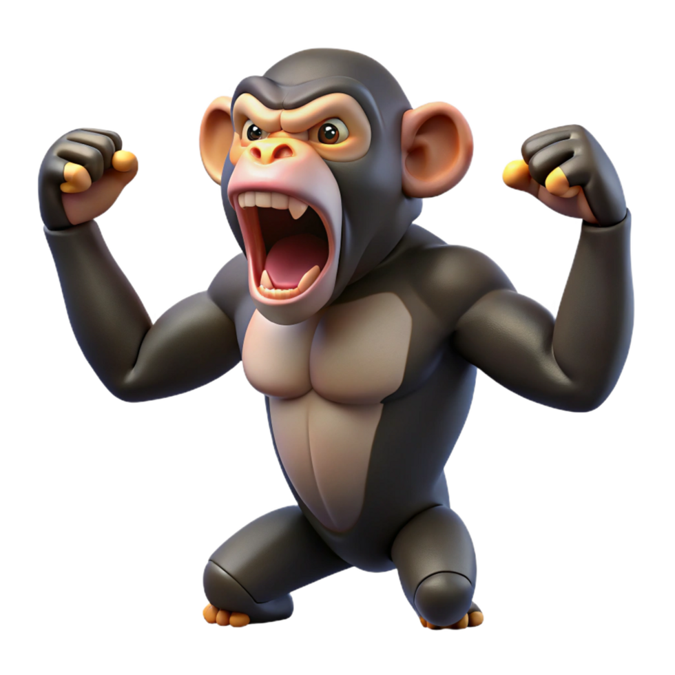serene rustic A roaring chimpanzee beating its chest exclusive png