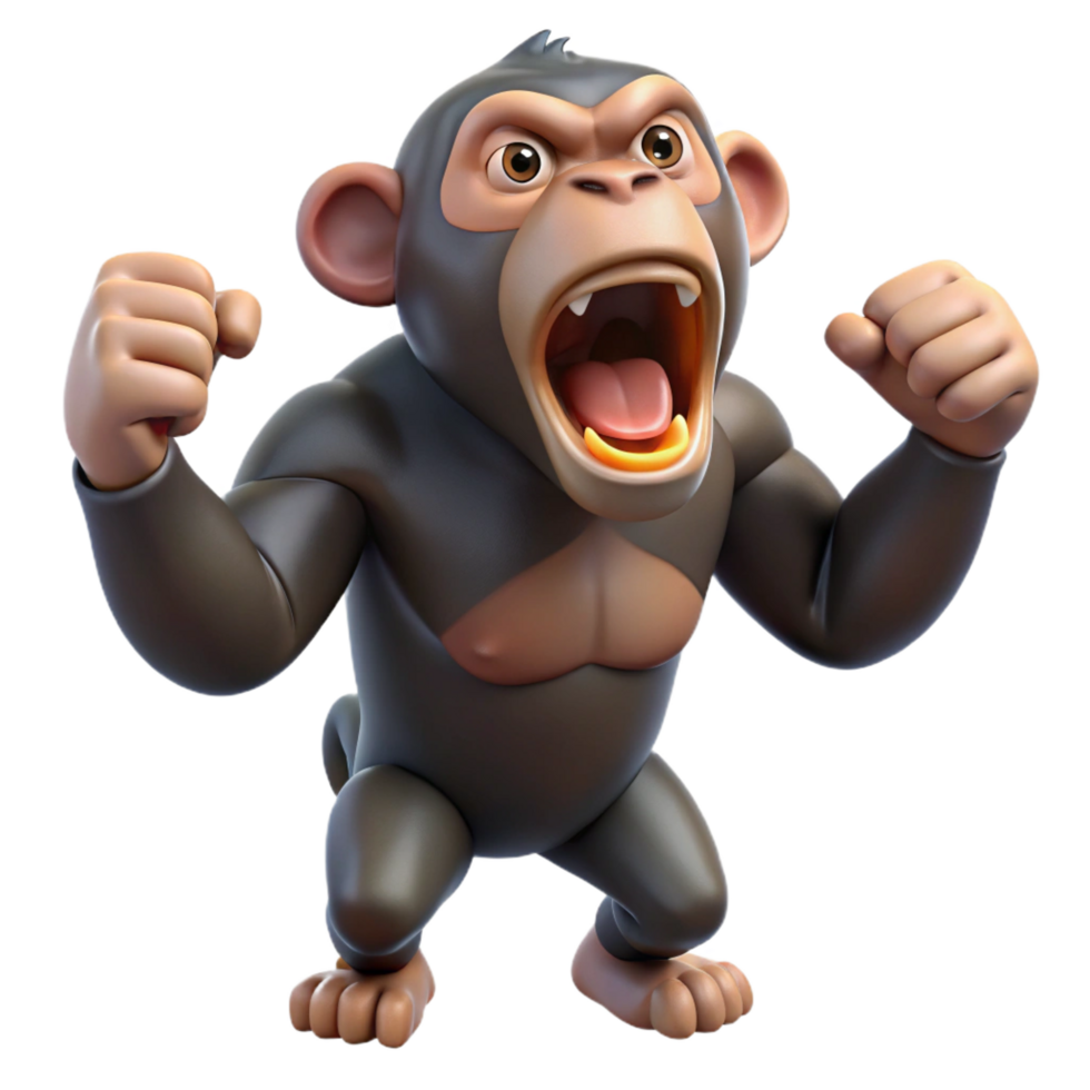stunning creative A roaring chimpanzee beating its chest high resolution png
