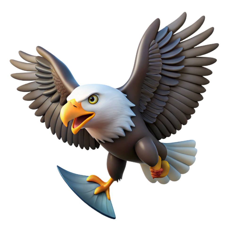 elegant minimalist A flying bald eagle carrying a fish professional png