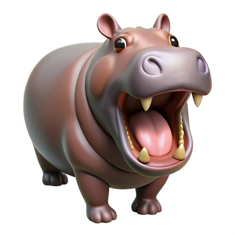 vibrant minimalist A hippopotamus opening its mouth premium png
