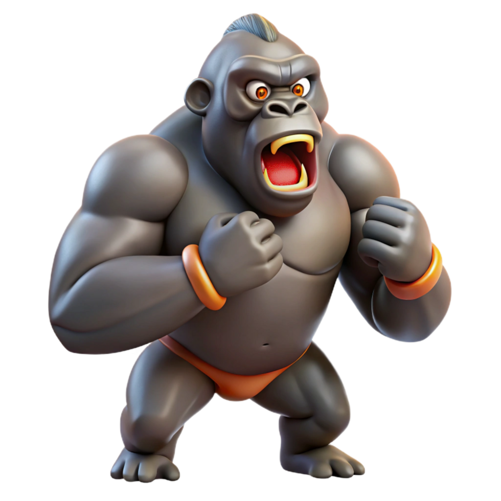 impressive abstract A gorilla beating its chest authentic png