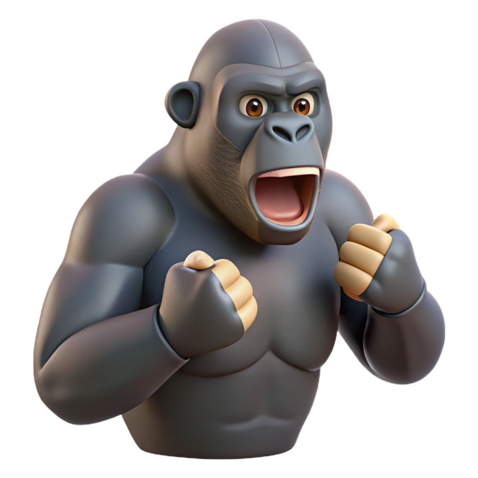 elegant rustic A gorilla beating its chest detailed png