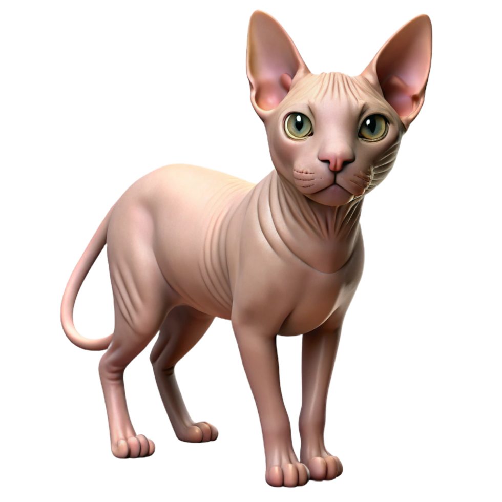 magnificent vintage A Sphynx cat with no fur 4K png