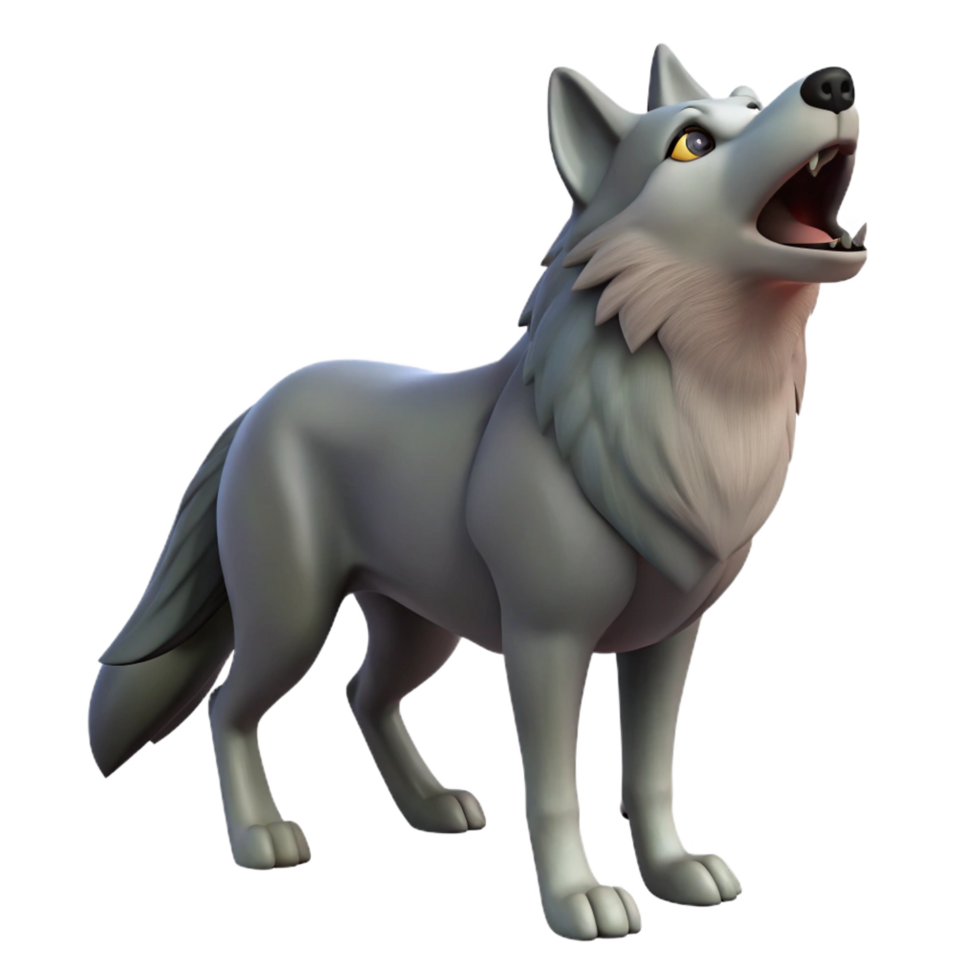 vibrant creative A howling gray wolf, high resolution png