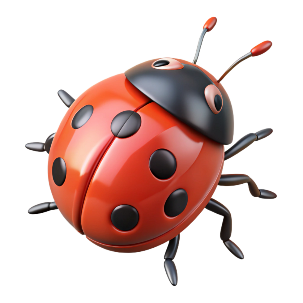 serene traditional A crawling ladybug, high resolution png