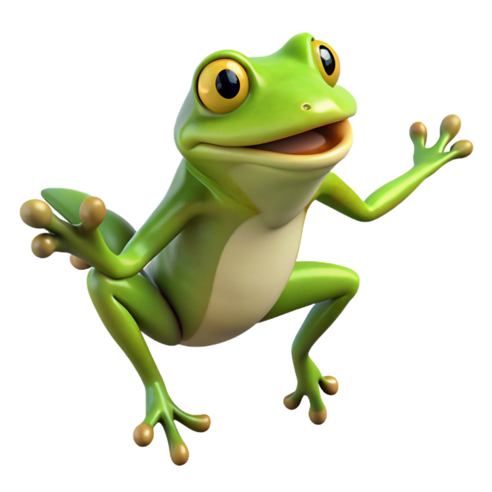 impressive contemporary A leaping frog, high resolution png