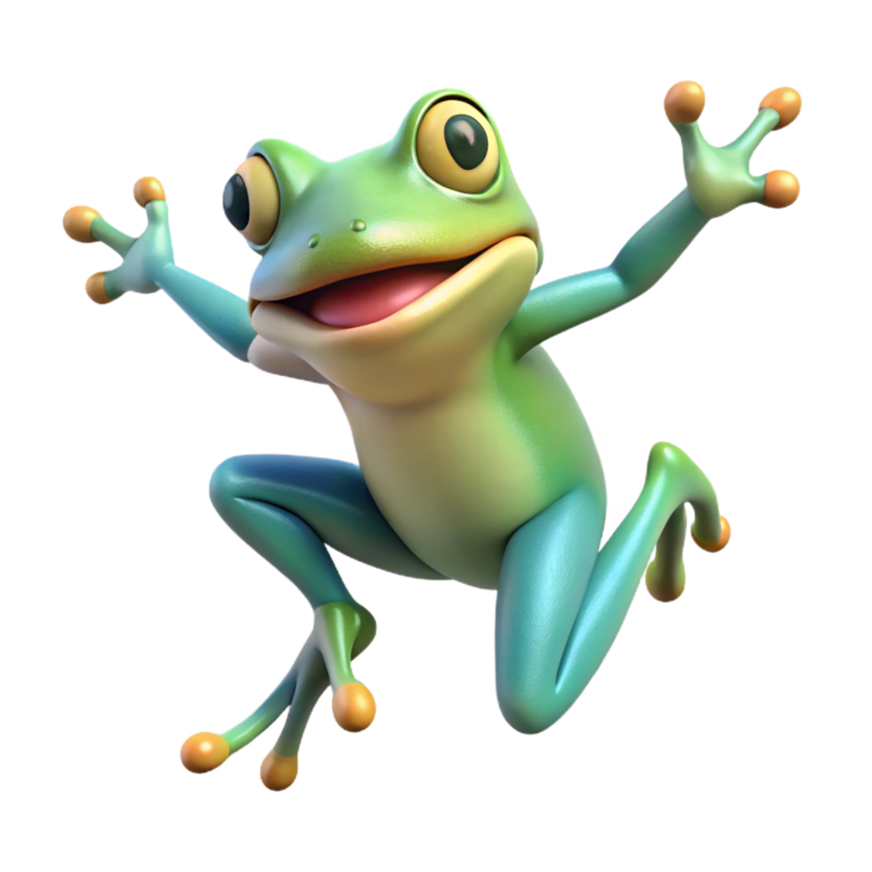 dramatic modern A leaping frog, high resolution png