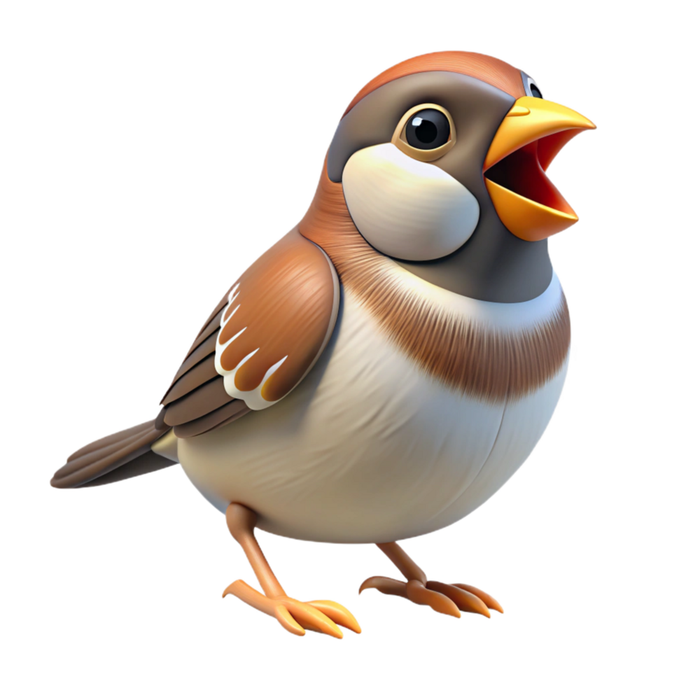 serene vintage A chirping sparrow, exclusive png
