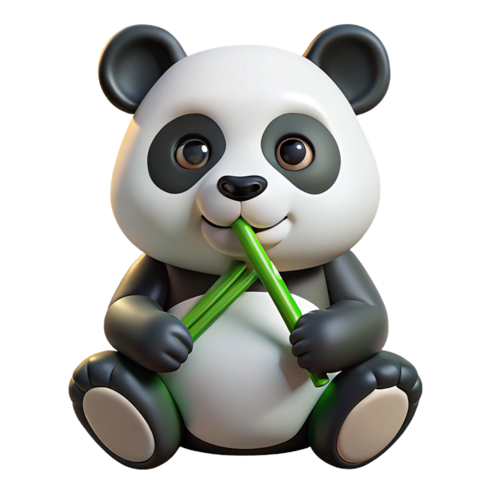 vibrant creative A panda bear eating bamboo, exclusive png
