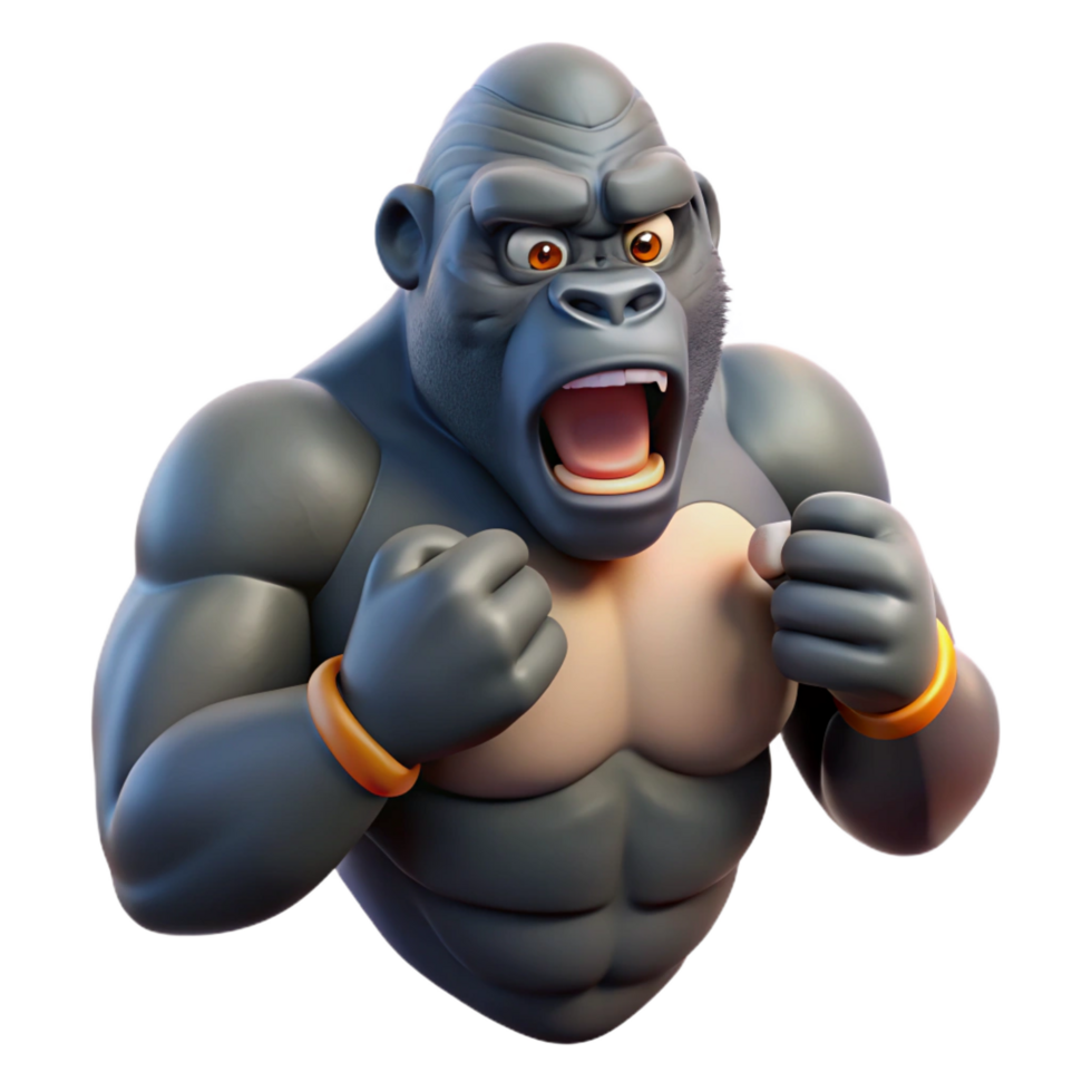 beautiful abstract A gorilla beating its chest, premium png