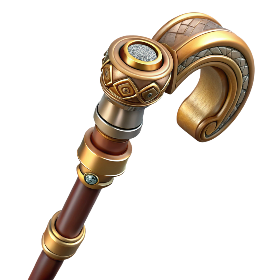 extraordinary vintage Steampunk walking cane with a hidden compartment and intricate carvings premium png