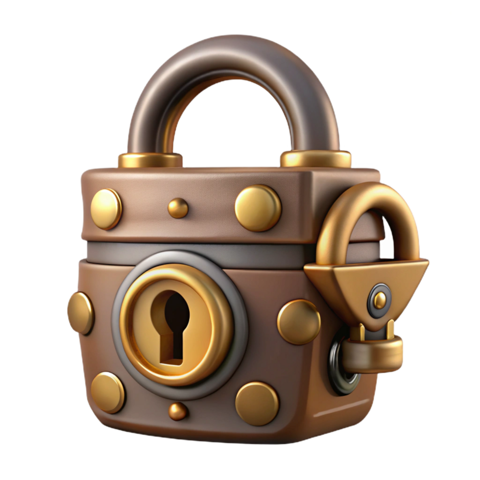 elegant artistic Steampunk lock with intricate tumblers and a keyhole high resolution png