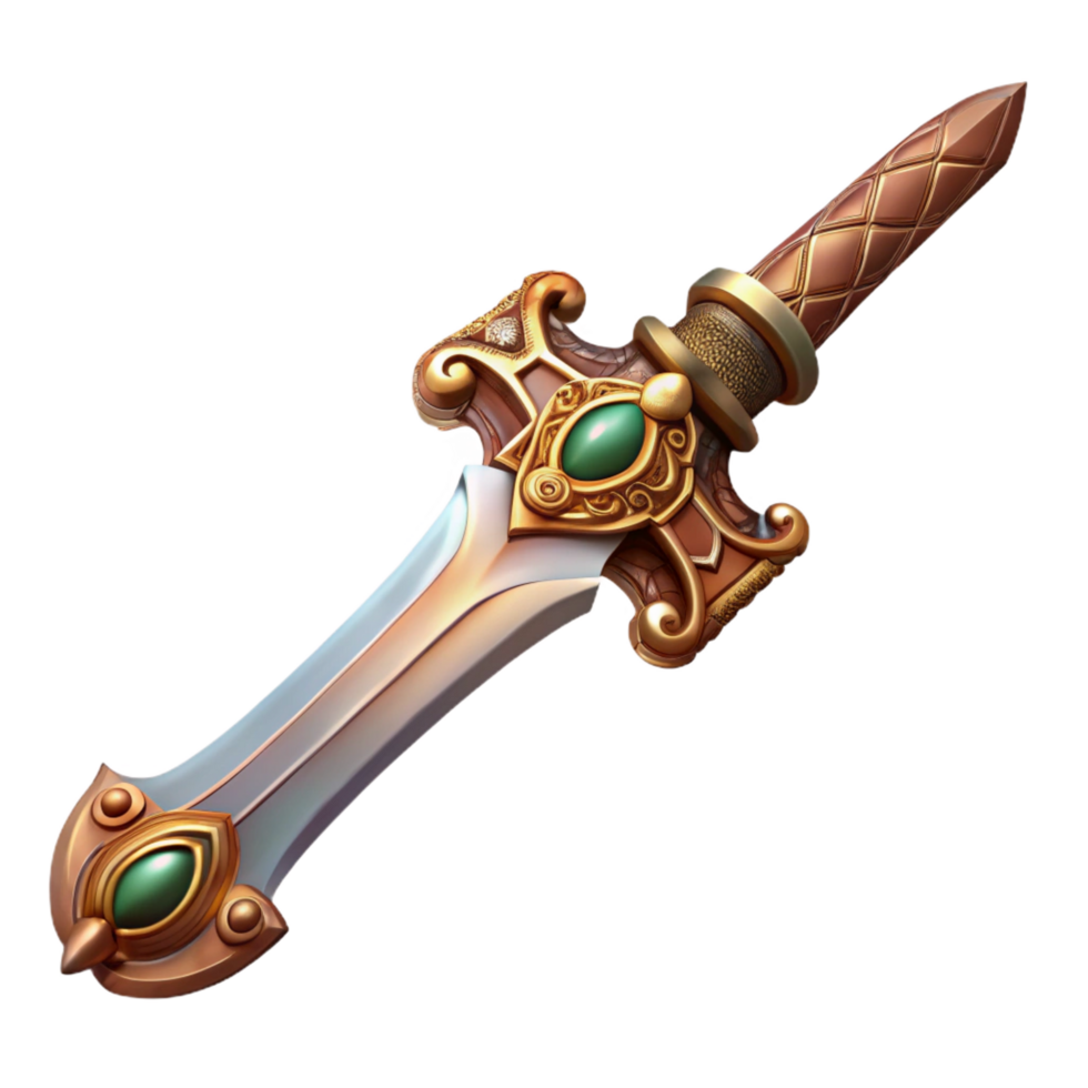 wonderful creative Steampunk sword with ornate engravings and a brass hilt professional png