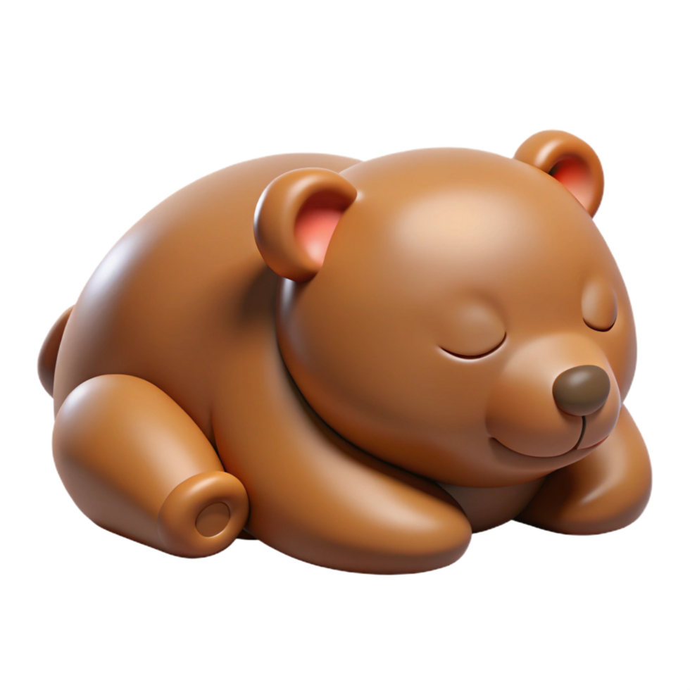 serene modern A sleeping brown bear original png